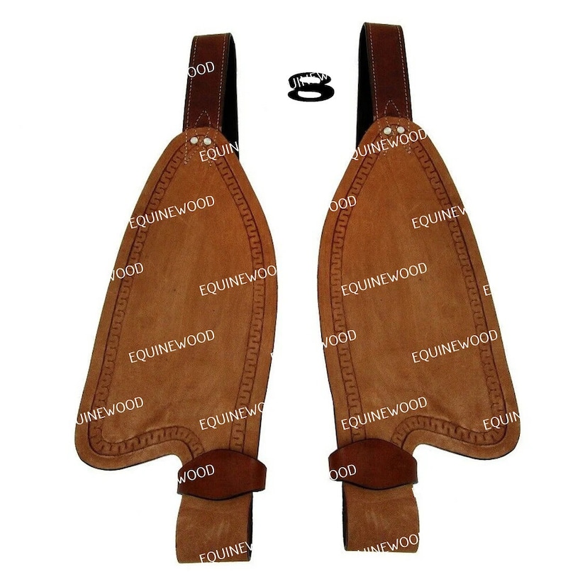Replacement Western Genuine Leather Adjustable Saddle Fender Set in Any 9 Patent Designed by EQUINEWOOD image 8