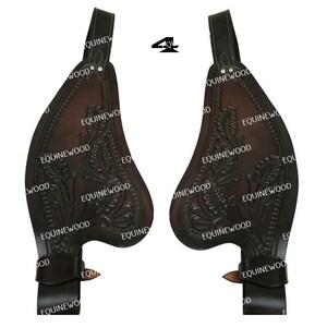 Replacement Western Genuine Leather Adjustable Saddle Fender Set in Any 9 Patent Designed by EQUINEWOOD image 5