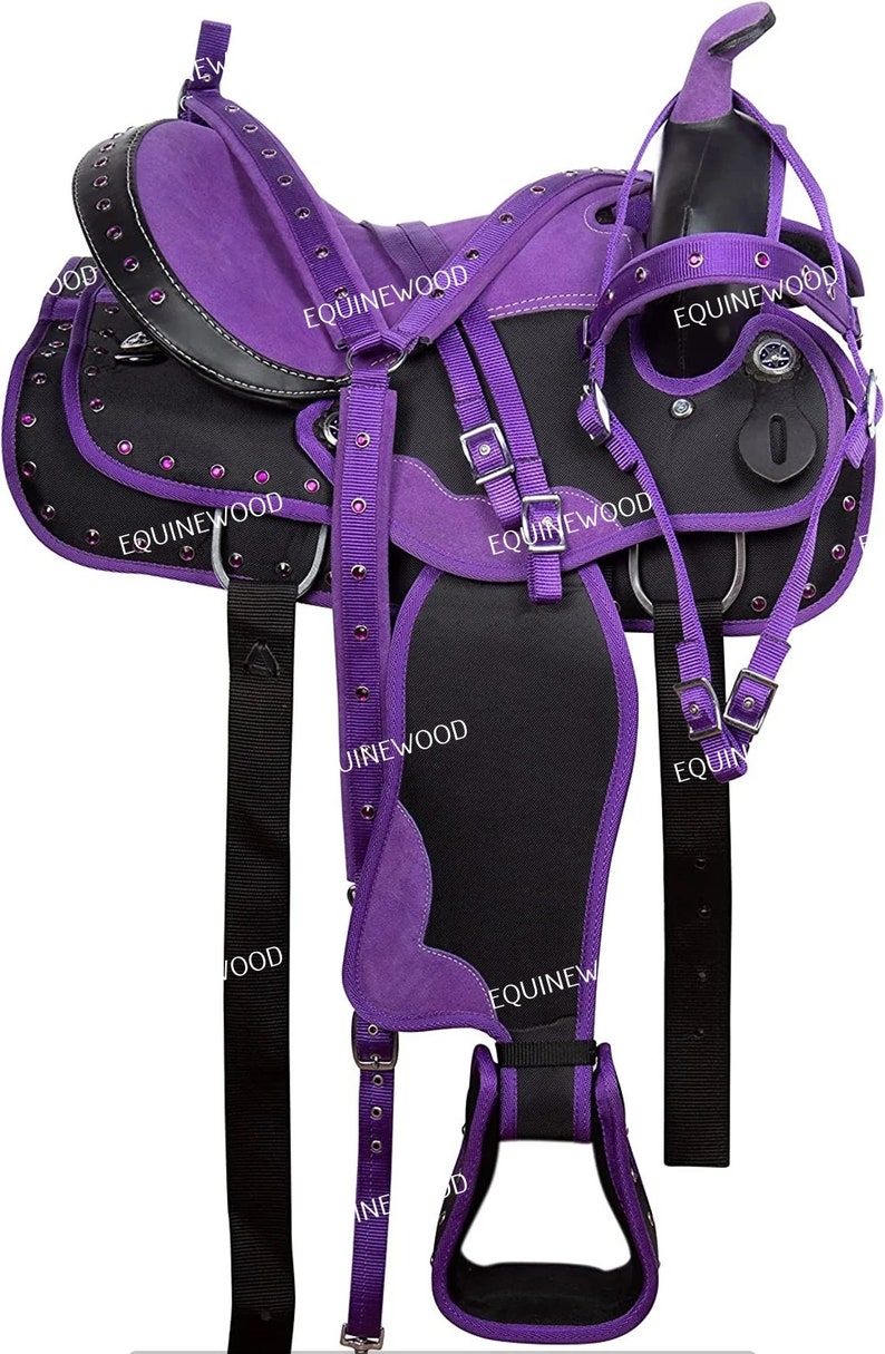 Western Cordura Synthetic Barrel Horse Saddle Set saddle Pad, Headstall,breastplate Available in