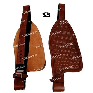 Replacement Western Genuine Leather Adjustable Saddle Fender Set in Any 9 Patent Designed by EQUINEWOOD image 3