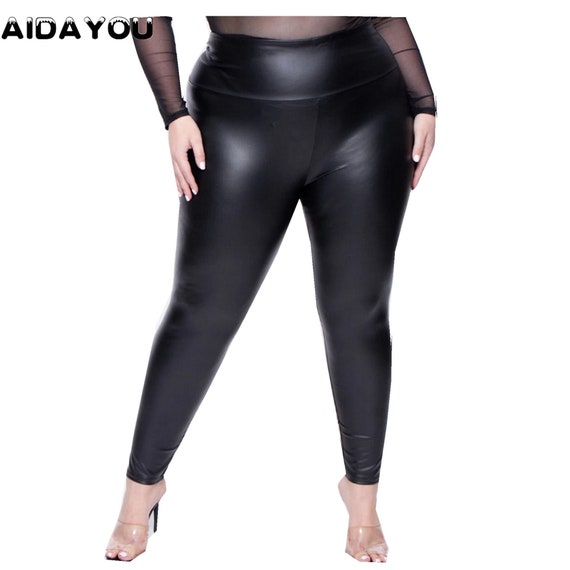 Plus Size Leta Faux Leather Leggings - Black  Plus size leather pants, Plus  size legging outfits, Leather leggings plus size
