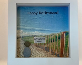 Retirement Pebble Art Gift: Adventures Await, Bespoke Retirement gift, Personalised gift, Retirement Gift for colleague, Irish made.