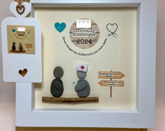 Nurse Retirement Pebble Art Gift: Bespoke, Personalised Retirement Keepsake for Nurse. Handmade in Ireland.