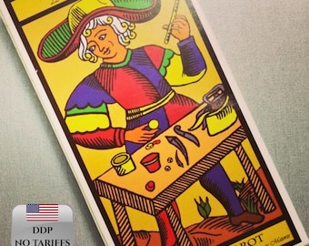 Marseille Tarot Cards Set |  Complete Guide in 4 Languages | 22 Card Deck