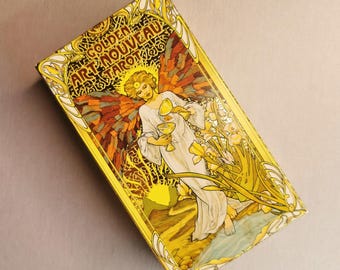 Golden Art Nouveau Tarot Cards | Rider Waite 78 Card Deck