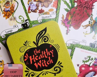Cartes Oracle Sorcière en bonne santé | Jeu de 33 cartes avec guide | Divination | Sorcière | Croissance spirituelle