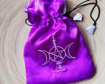 Bolsa de satén morado para cartas de tarot/bolsa para guardar cristales wiccanos