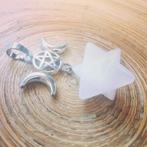 Merkaba Crystal Pendant - Rose Quartz Natural Gemstone Charm, Healing Energy Necklace for Peace & Harmony, Spiritual Jewelry