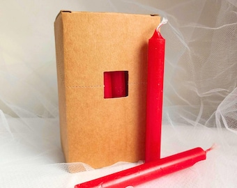 Velas rituales pequeñas rojas - Hechizos de amor, oraciones - Juego de 24