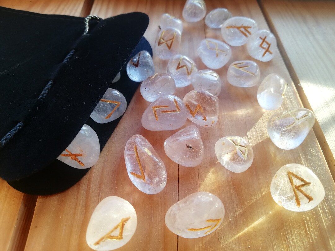 Clear Quartz Runes | Natural Healing Stones, Chakra Balance, Divination ...
