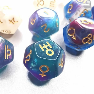 Astrologie-Würfel - 3-teiliges polyedrisches Würfel-Set für Wahrsagen, Tarot-Spiele oder spirituelle Praktiken