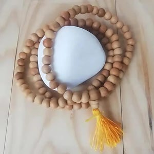 Japamala Sandalwood 108 Beads Meditation Necklace - 8mm Prayer Beads for Mindfulness, Spiritual Practice & Yoga