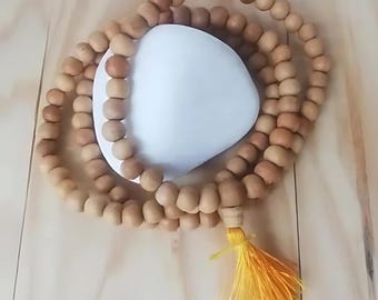 Japamala Sandalwood 108 Beads Meditation Necklace - 8mm Prayer Beads for Mindfulness, Spiritual Practice & Yoga