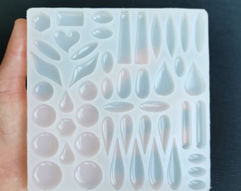 Large Silicone Mold with Essential Mixed Shapes - 48-in-1 Combination of Circles and Teardrops