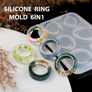 Molde de silicona exclusivo con 6 formas de anillos: crea elegantes anillos de resina
