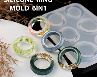 Ring Mold Set 6 Shapes | Silicone Resin Mold for Thin Bands, UV Resin, Epoxy Jewelry