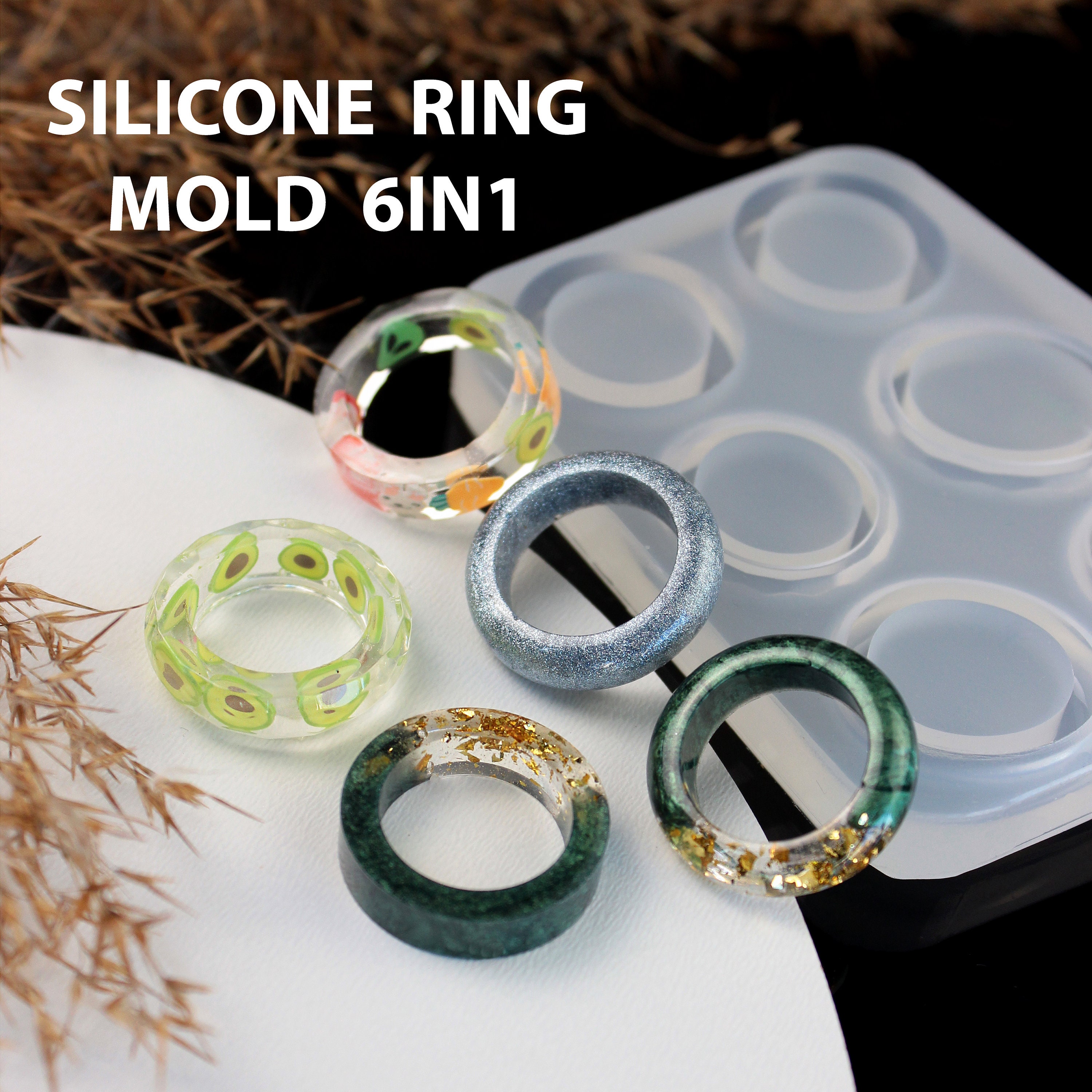 1pc Silicon Mold Set For Diy Resin Ring Making Including Flat, Faceted, And  Curved Shapes