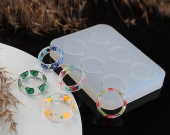 Thin Ring Mold 6-in-1 | Silicone Resin Mold in 3 Sizes for UV Resin, Epoxy Jewelry
