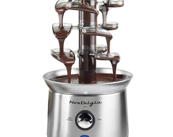 Stainless Steel Cascading Fondue Fountain,2-Pound Capacity,Easy To Assemble 4Tier,Perfect For Chocolate,Nacho Cheese,BBQ Sauce,Ranch,Liqueur