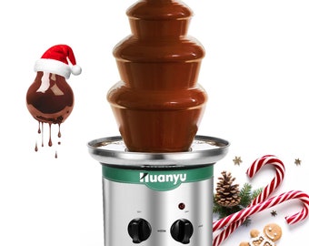 Chocolate Fountain 4 Tier Hot Chocolate Fondue Fountain Machine Stainless Steel 18inch Melting Tower 3lbs Capacity for Chocolate Candy,Ranch