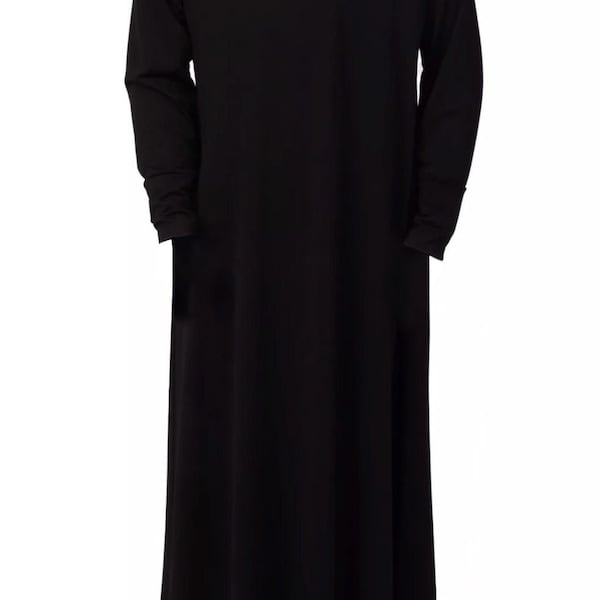 Plain Black Abaya for Kids Stylish and Comfortable Perfect for Everyday Wear With Pockets