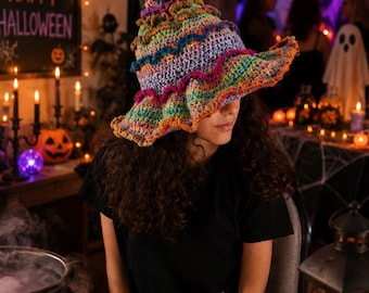 Patrón de gorro de bruja a crochet en PDF: Tutorial fácil para disfraz de Halloween