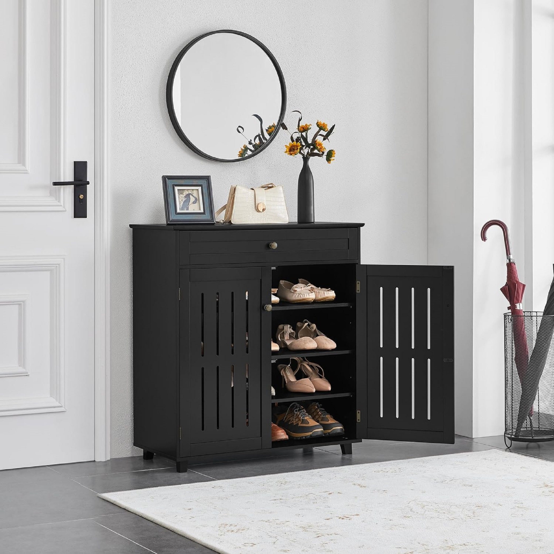 Shoe rack black wood hotsell