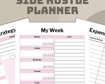 Side Hustle Planner | Digital Business Planner | Small Business Tracker | Printable Business Planner | Freelance Planner
