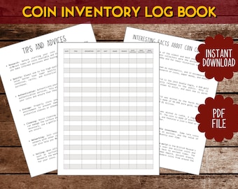 Coin Inventory Log Book | Coin Collecting Record Keeping Book | Numismatic Inventory | Coin Cataloging | Coin Inventory Journal