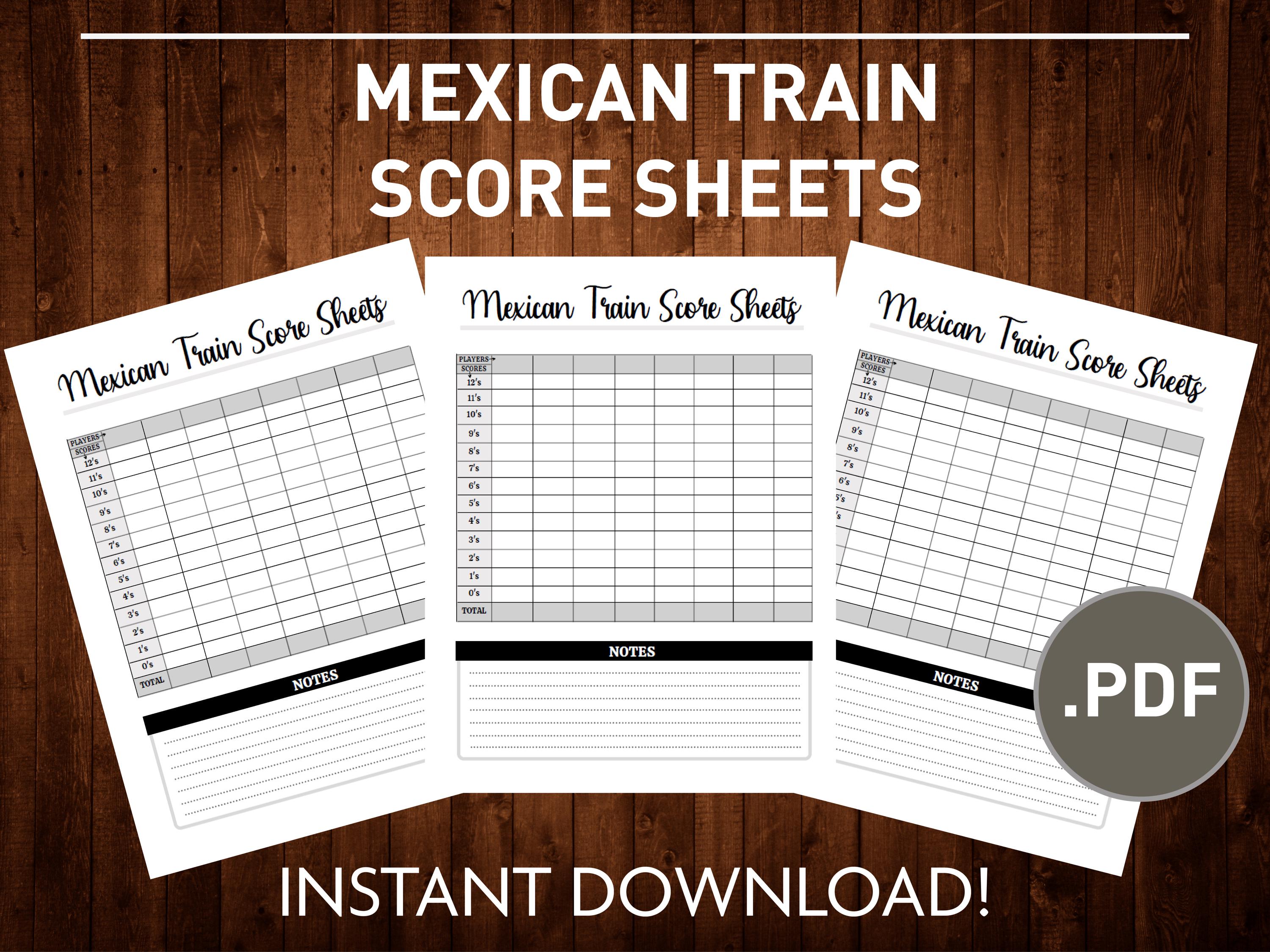 Printable Mexican Train Score Sheet | Mexican Train Template | Mexican ...