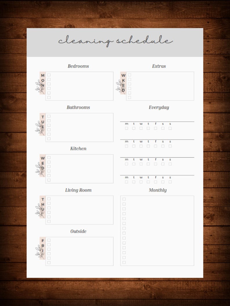 Printable Cleaning Schedule | Weekly Cleaning Planner | Cleaning ...