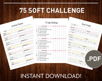 Printable 75 Soft Challenge | 75 Soft Challenge Template Digital | 75 Soft Journal | Fitness Planner | 75 Day Soft Challenge Tracker