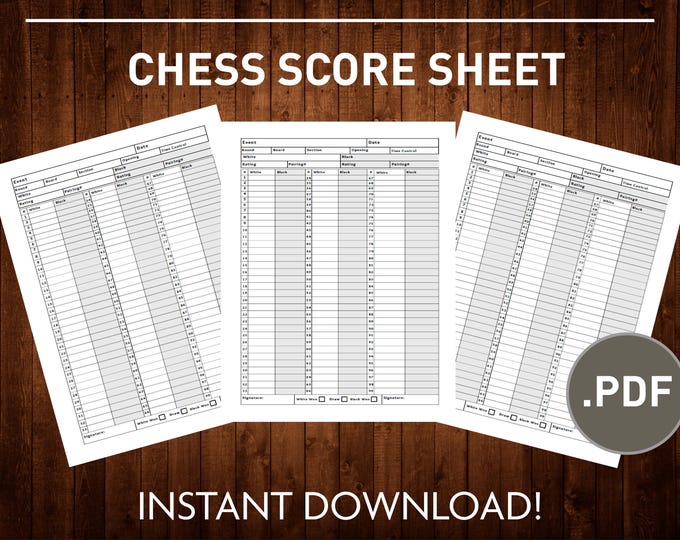 Buy Printable Chess Score Sheet Template, Chess Scoring Guide (PDF ...