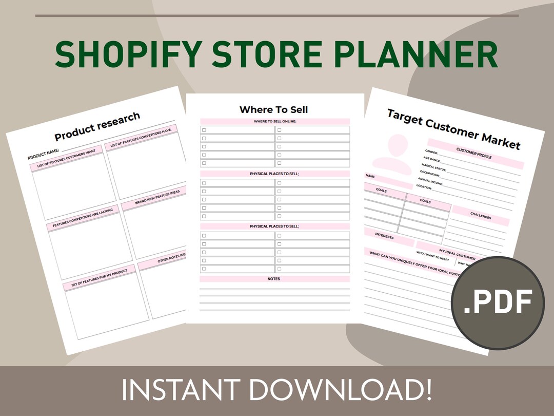 Printable Shopify Store Planner | Digital Shopify Planner | Instant Download | PDF | Branding ...