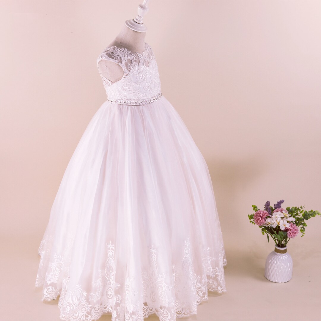 Elegant Flower Girl Dresses Satin Applique Sleeveless Etsy