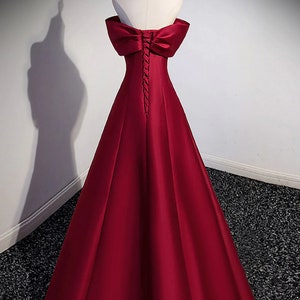 Elegant A Line Ankle Length Burgundy Prom Dresses Evening Dress C1949