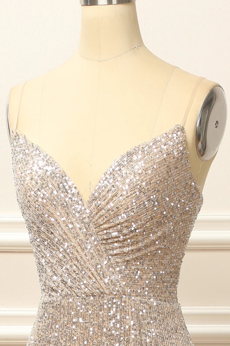 Stunning Black Glitter Mermaid Prom Dress Long Sleeves with Floral Lace Slim Party Dress main image 1