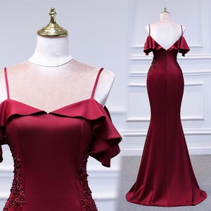 Burgundy Evening dress Eevening gowns vestidos de fiesta robe de soirée de mariage  Party Dresses Prom Formal Bridesmaid Dress