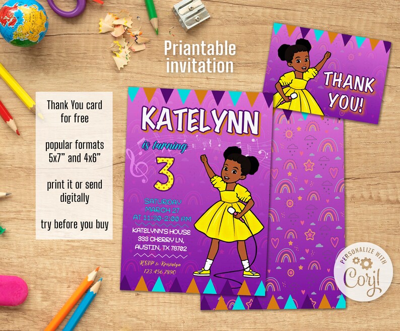 Printable Birthday Invitation, Gracie's Corner Birthday Invite