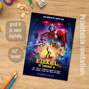 Transformers one party evite, Printable Rescue Bots Birthday Invitation, Optimus Prime invite, Autobots party invitation, Bumblebee invite