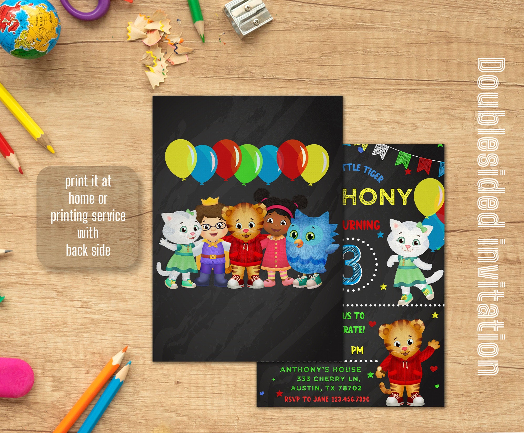 Daniel Tiger Editable Invitation, Printable Birthday Invitation, Daniel ...
