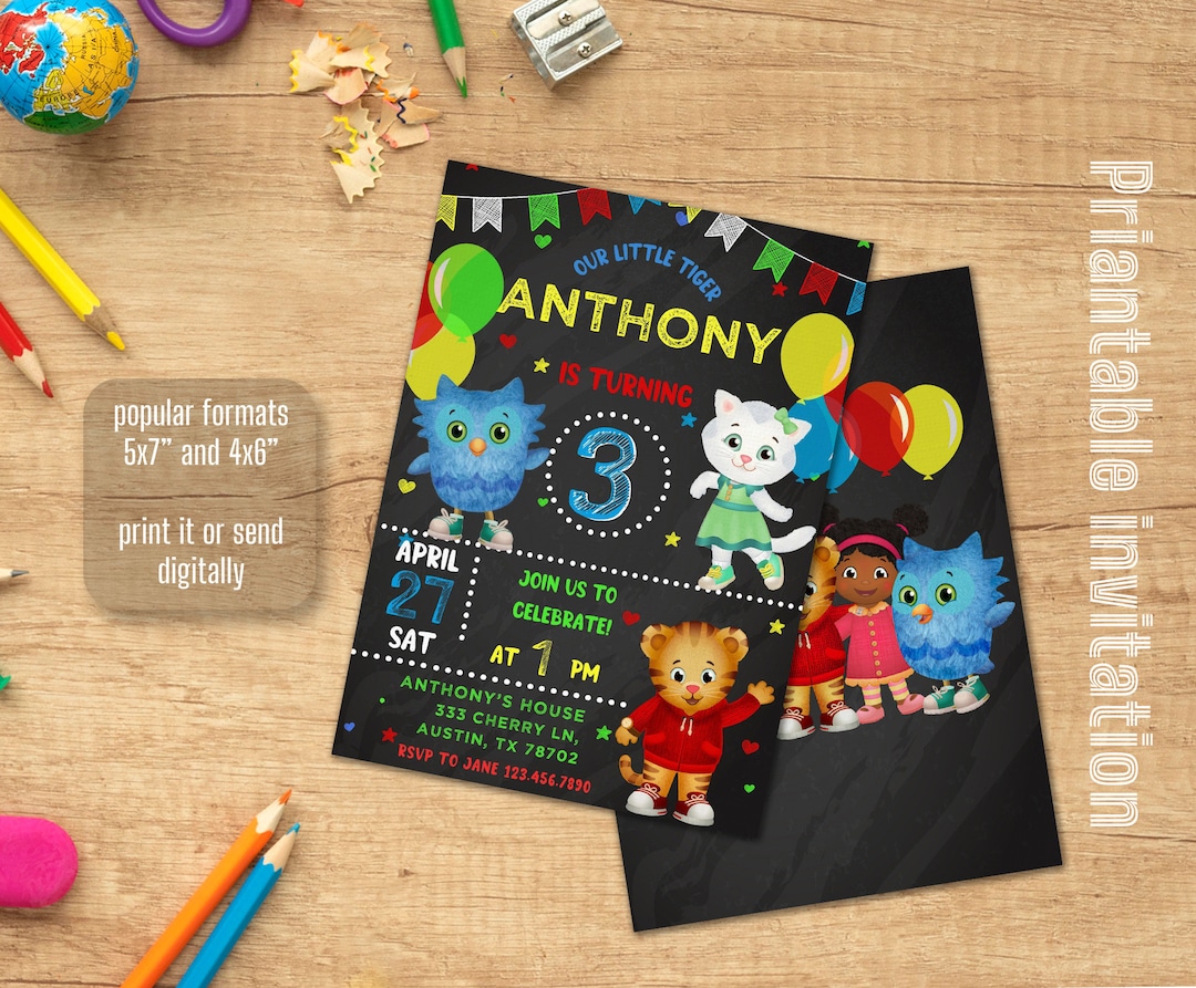 Daniel Tiger Editable Invitation, Printable Birthday Invitation, Daniel ...