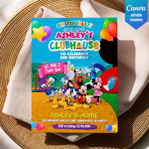 Printable Clubhouse birthday invitation, editable invite, Mickey invitation, Clubhouse invitation, Mouse Party invite image 2