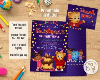 Daniel Tiger Editable Invitation, Printable Birthday Invitation, Daniel ...