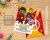 Editable Invitation | Printable Boy Birthday Invite, Electronic invitation, Instant Download | superhero Invite template, monster invitation