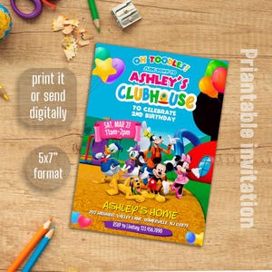 Printable Clubhouse birthday invitation, editable invite, Mickey invitation, Clubhouse invitation, Mouse Party invite image 4
