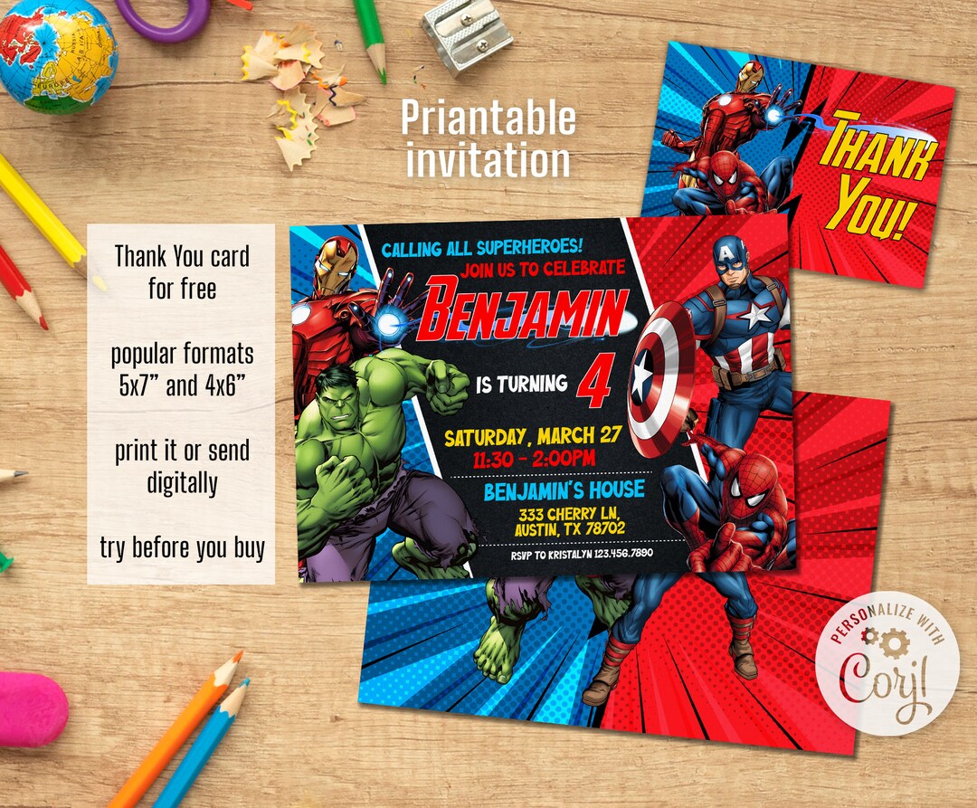 Editable Invitation Printable Boy Birthday Invite, Electronic