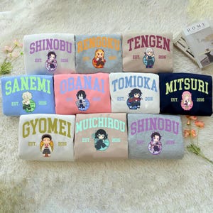 Benutzerdefinierte Anime inspirierte Charaktere Sweatshirt, Infinity Schloss 2025, Anime T-Shirt, Tanjiro Zenitsu Inosuke Nezuko Yoriichi Muzan T-Shirt PSN385-397