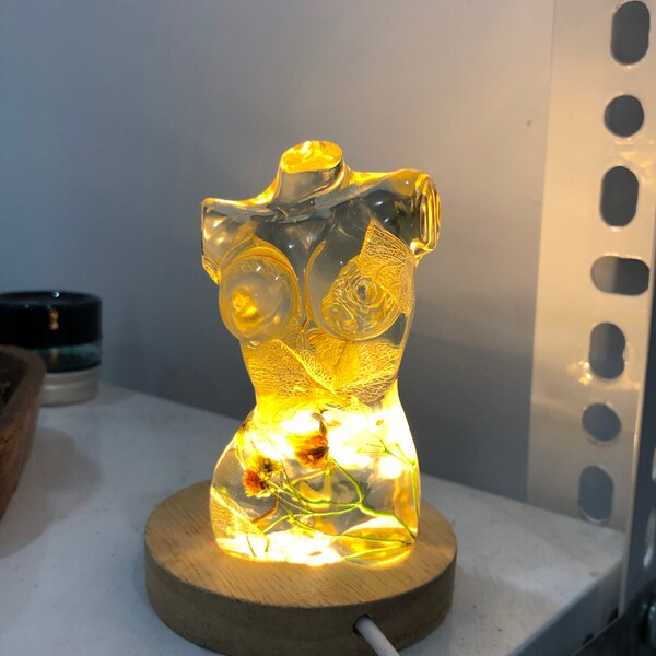 Resin Flower Lamp Etsy