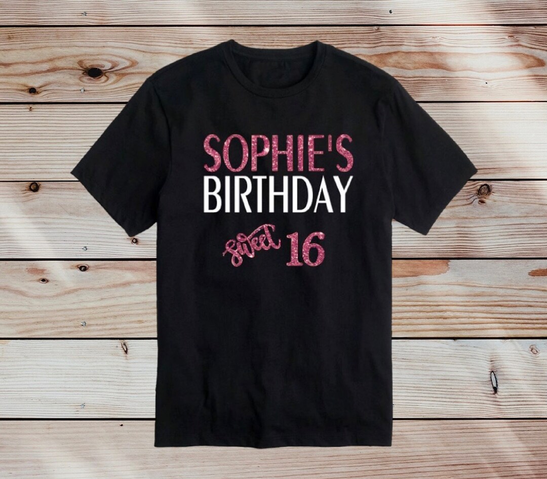 Personalised 16th Birthday T-shirt Sweet Sixteen With Pink - Etsy UK